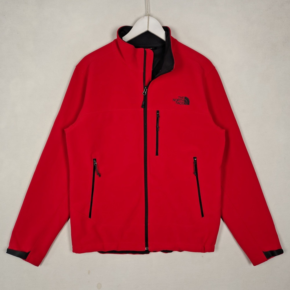 The North Face WindWall Mens Softshell Jacket Red Black Full Zip Size M